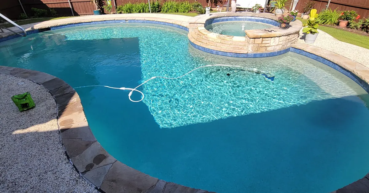 Sunny backyard pool for cyanuric acid stabilizer guidance