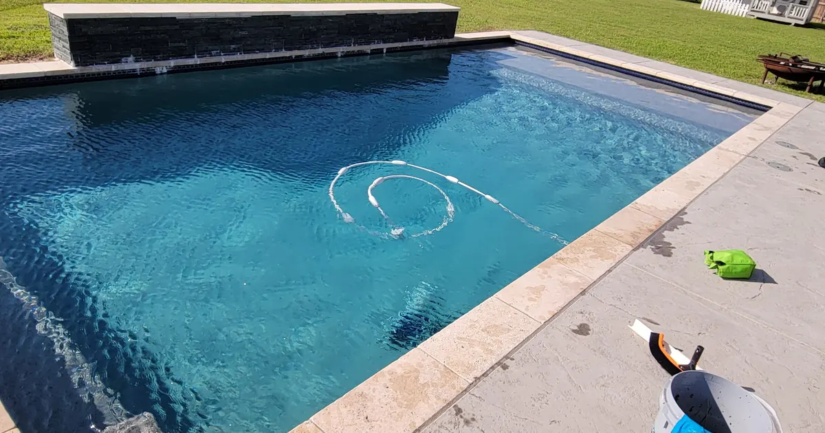 Backyard pool used for pool chemical order guidance